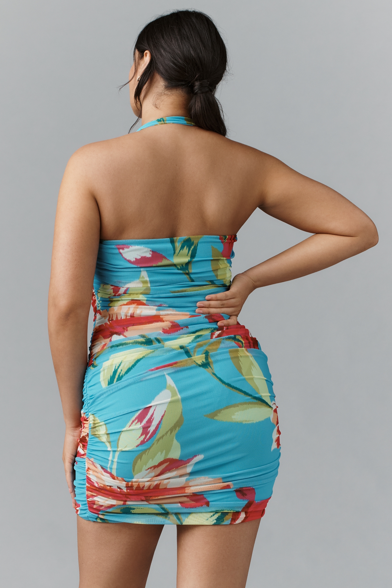 AFRM Bonnie Halter Square-Neck Mini Dress