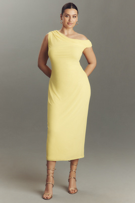 Afrm Holden Plus Off-the-shoulder Midi Dress In Yellow