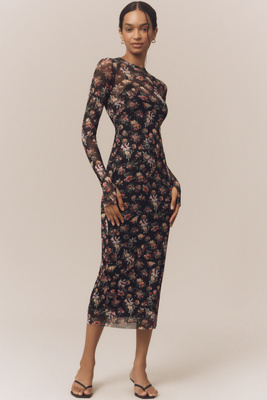 Afrm Ashland Slim Midi Dress In Multi