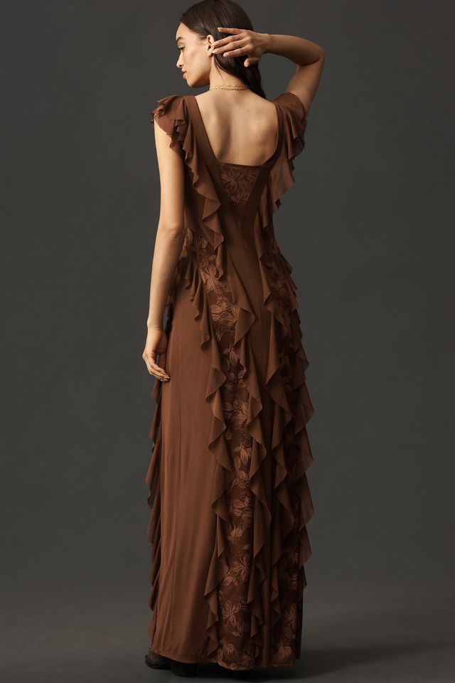 AFRM Trista Ruffle-Sleeve V-Neck Maxi Dress #1