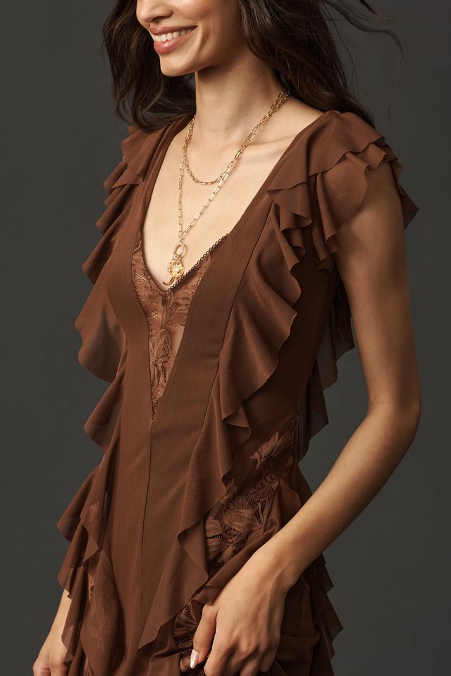 AFRM Trista Ruffle-Sleeve V-Neck Maxi Dress #2