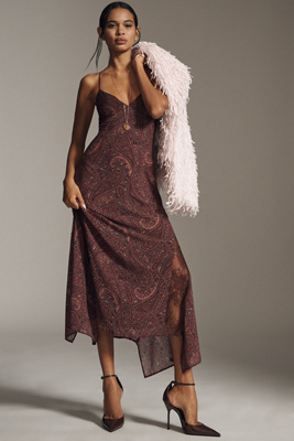 Afrm Christina Paisley Empire Waist Chiffon Maxi Dress In Multi