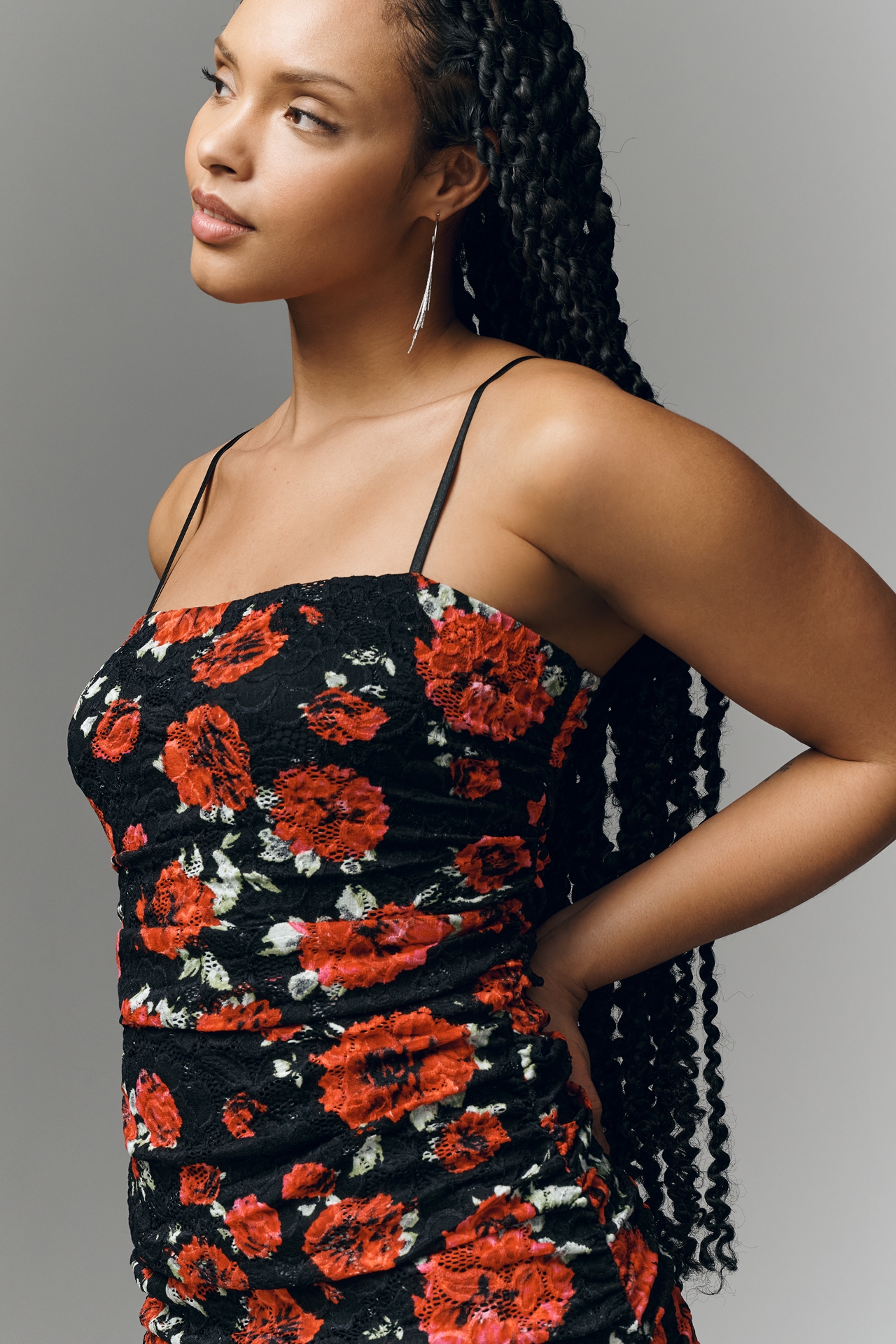 AFRM Hazel Plus Ruched Mesh Midi Dress