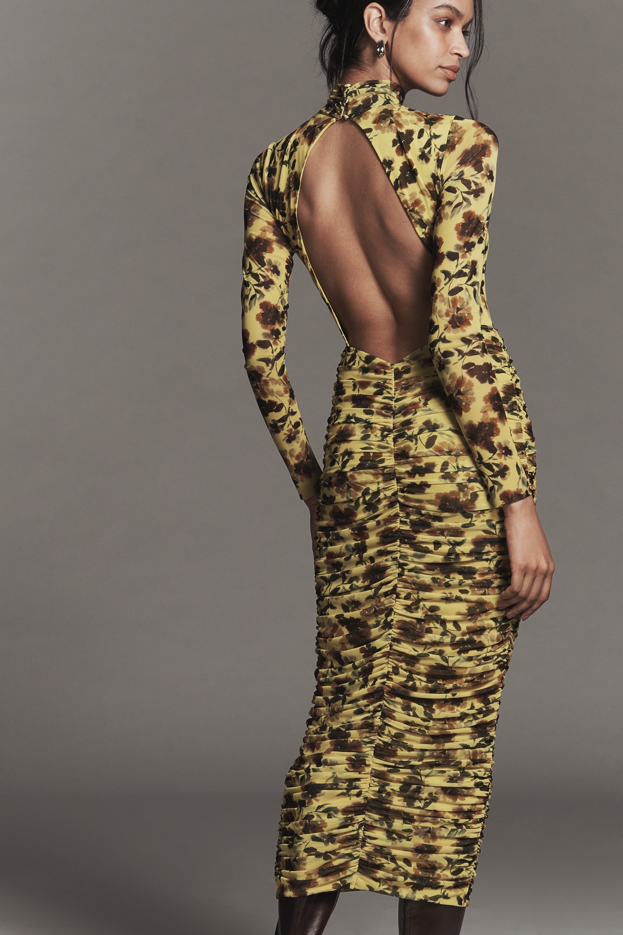 AFRM Cruz Long-Sleeve Mock-Neck Maxi Dress