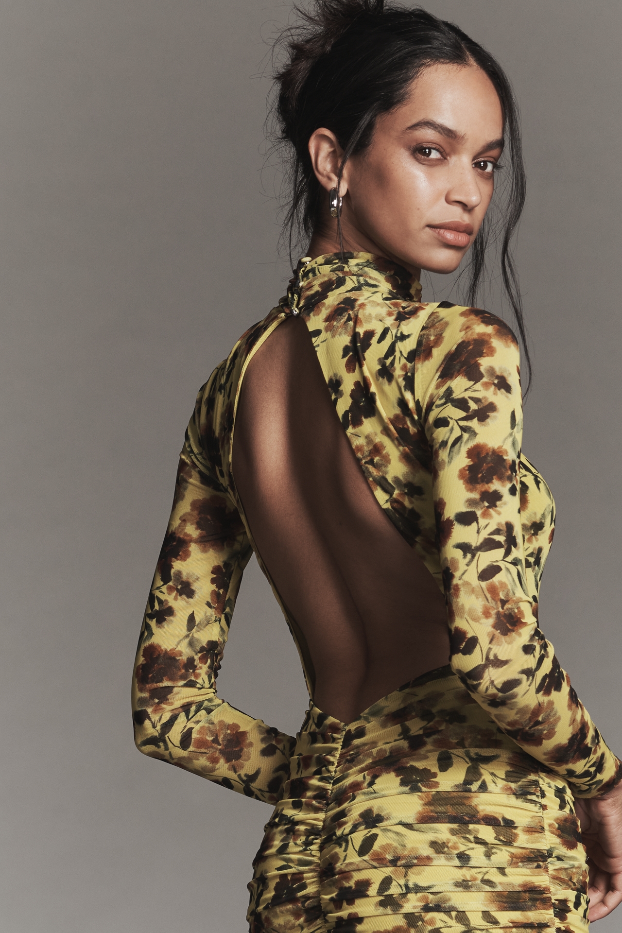 AFRM Cruz Long-Sleeve Mock-Neck Maxi Dress