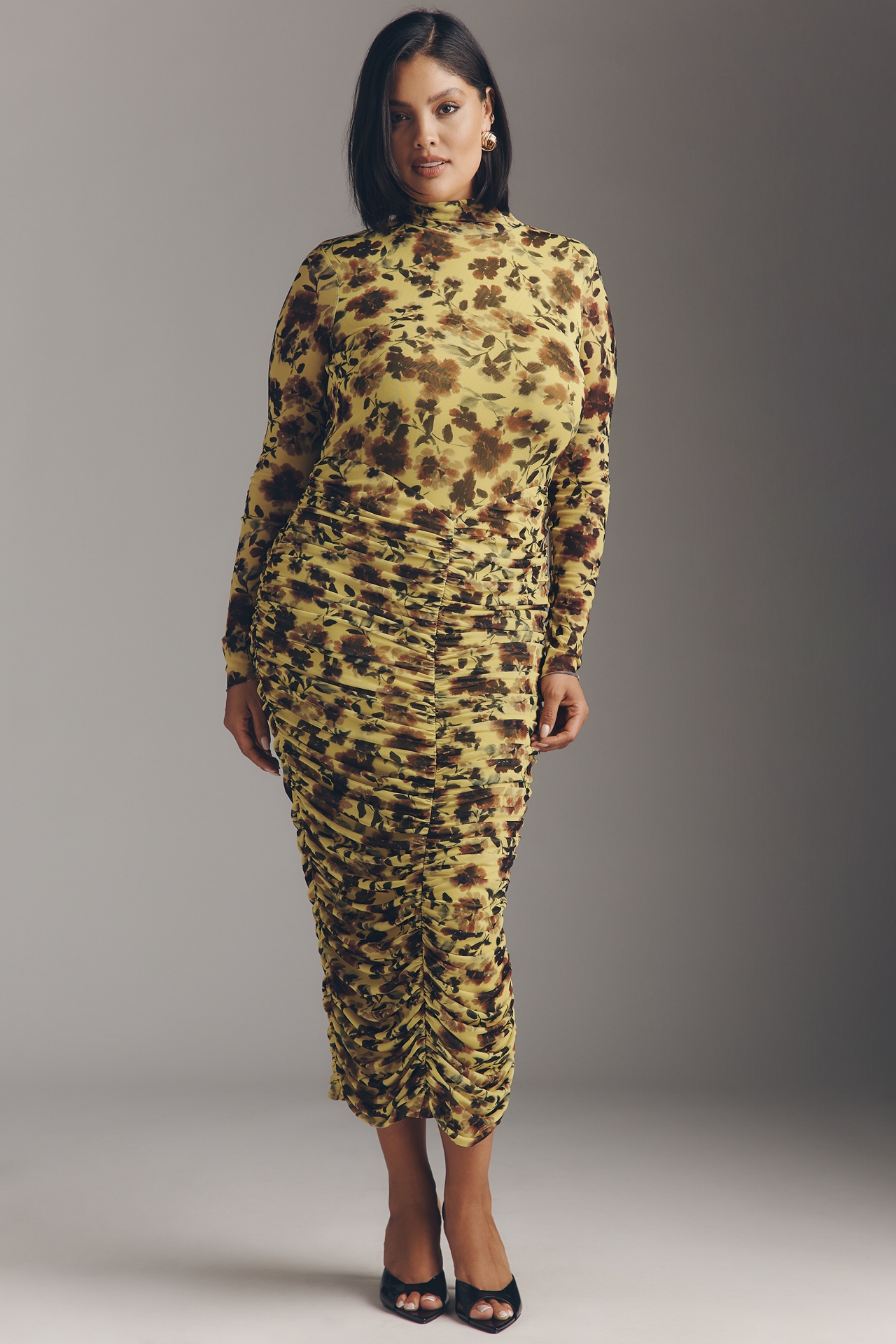 AFRM Cruz Long-Sleeve Mock-Neck Maxi Dress