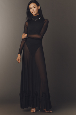 AFRM Kira Mock-Neck Long-Sleeve Maxi Dress