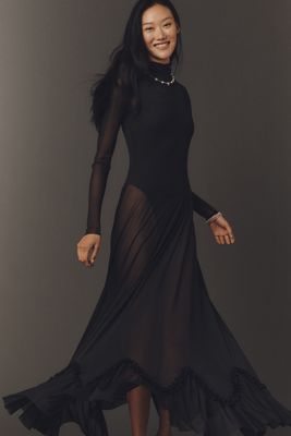 AFRM Kira Mock-Neck Long-Sleeve Maxi Dress