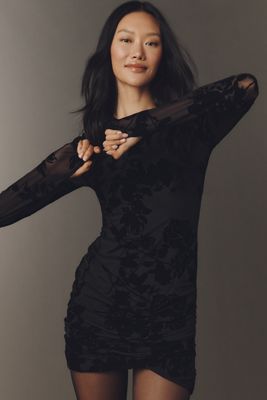 AFRM Mizra Mesh Long-Sleeve Mini Dress