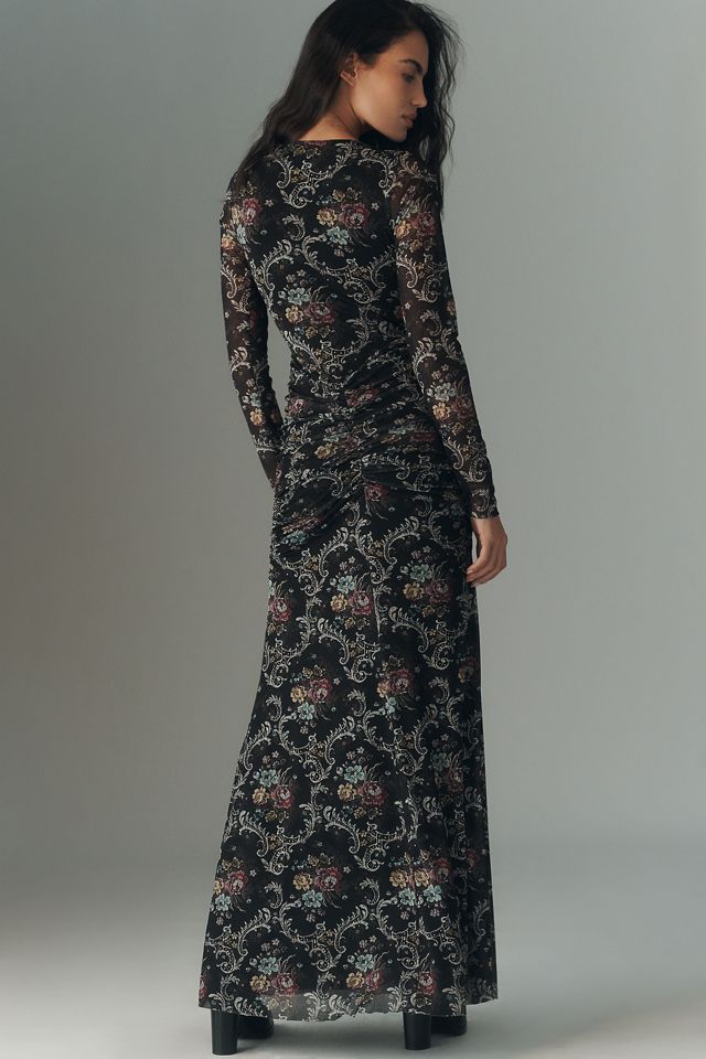 AFRM Daysa Long-Sleeve Ruched Mesh Maxi Dress #2