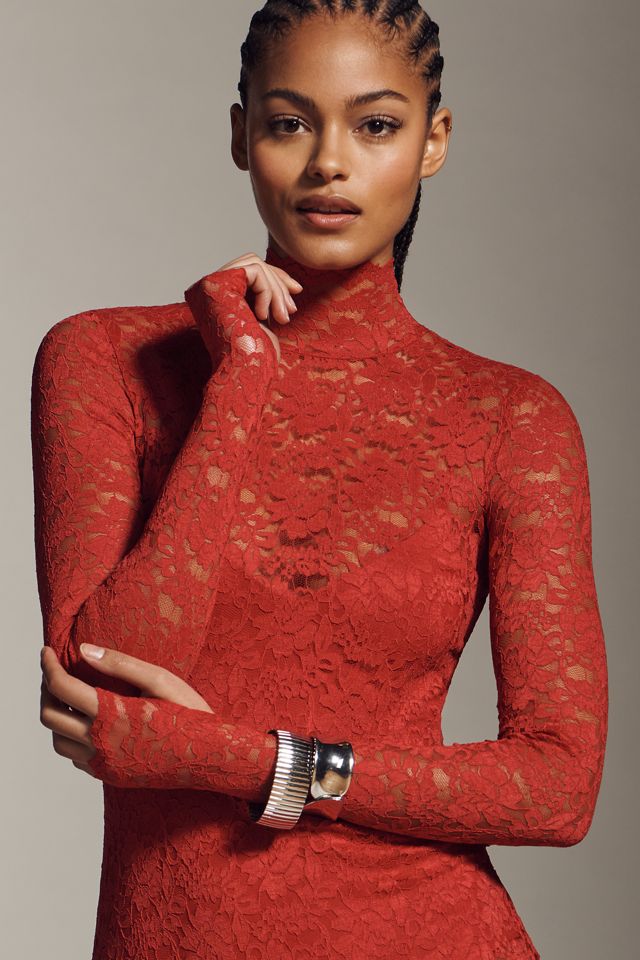 AFRM Joysel Long-Sleeve Mock-Neck Slim Midi Dress #2