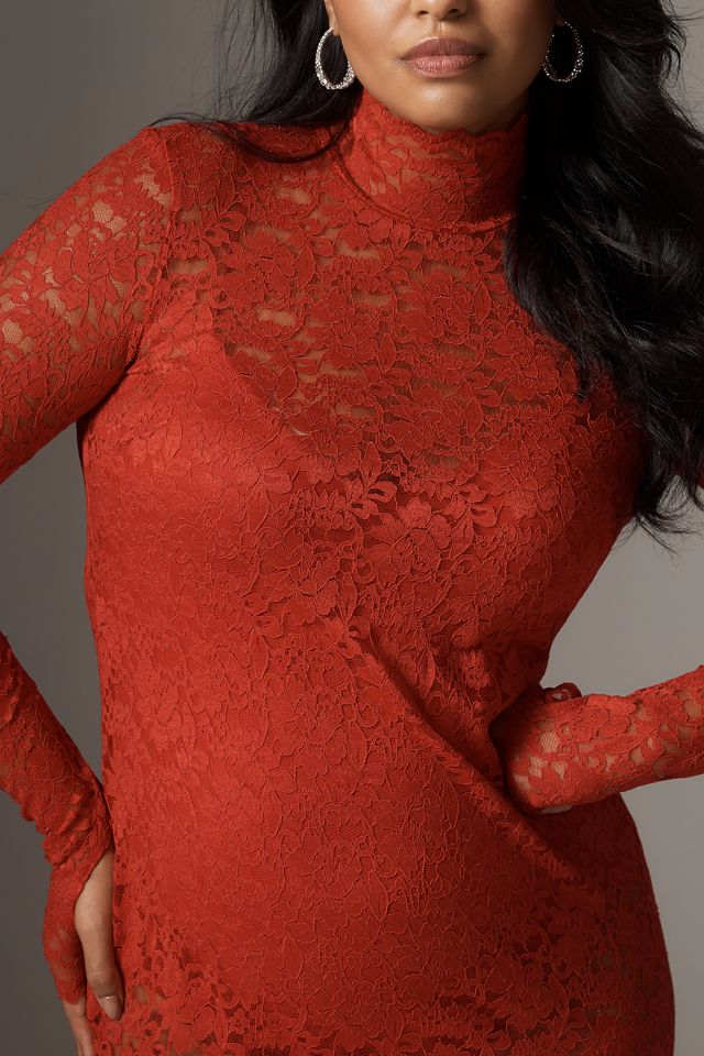 AFRM Joysel Long-Sleeve Mock-Neck Slim Midi Dress #6