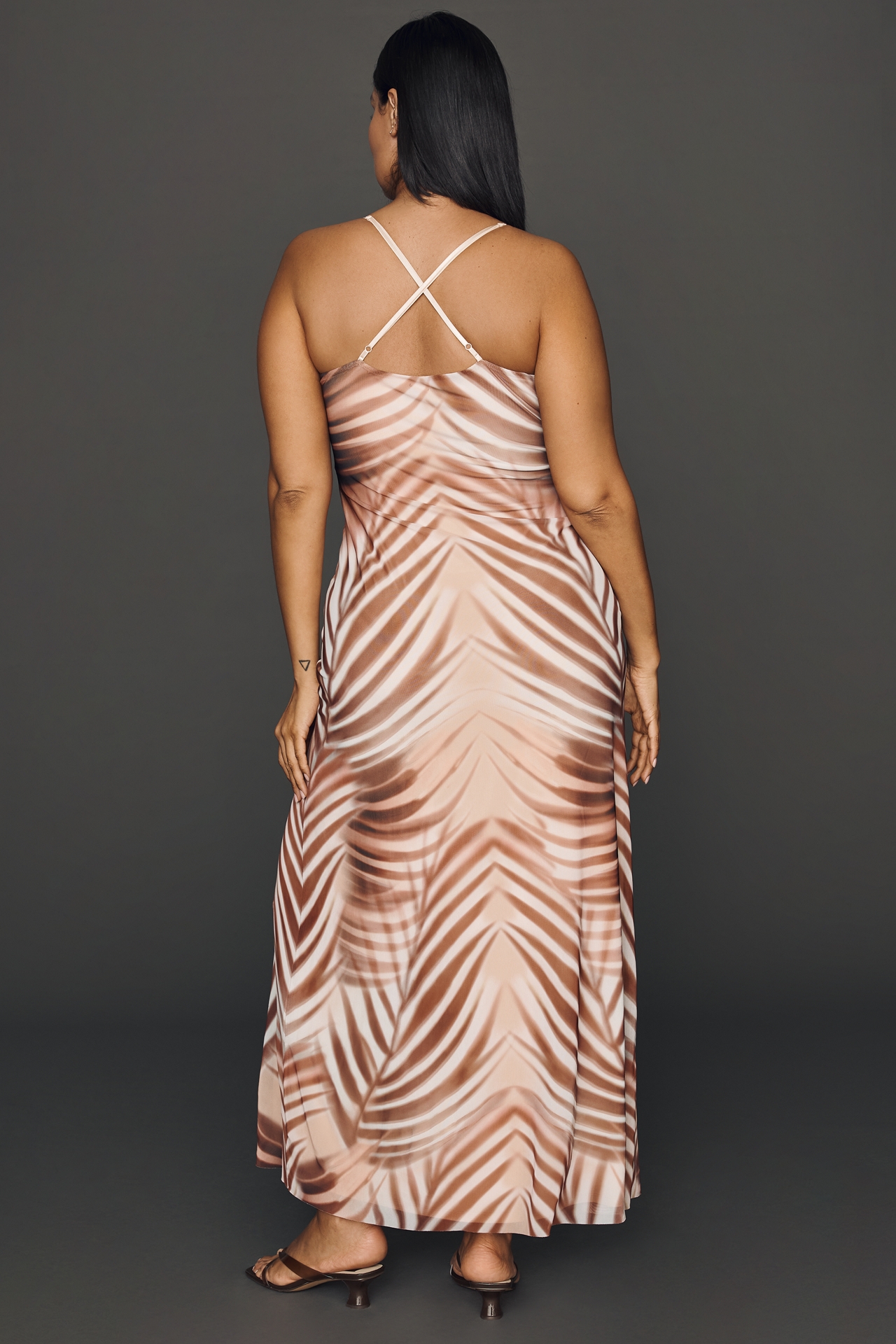 AFRM Romy Scoop-Neck Mesh Midi Dress