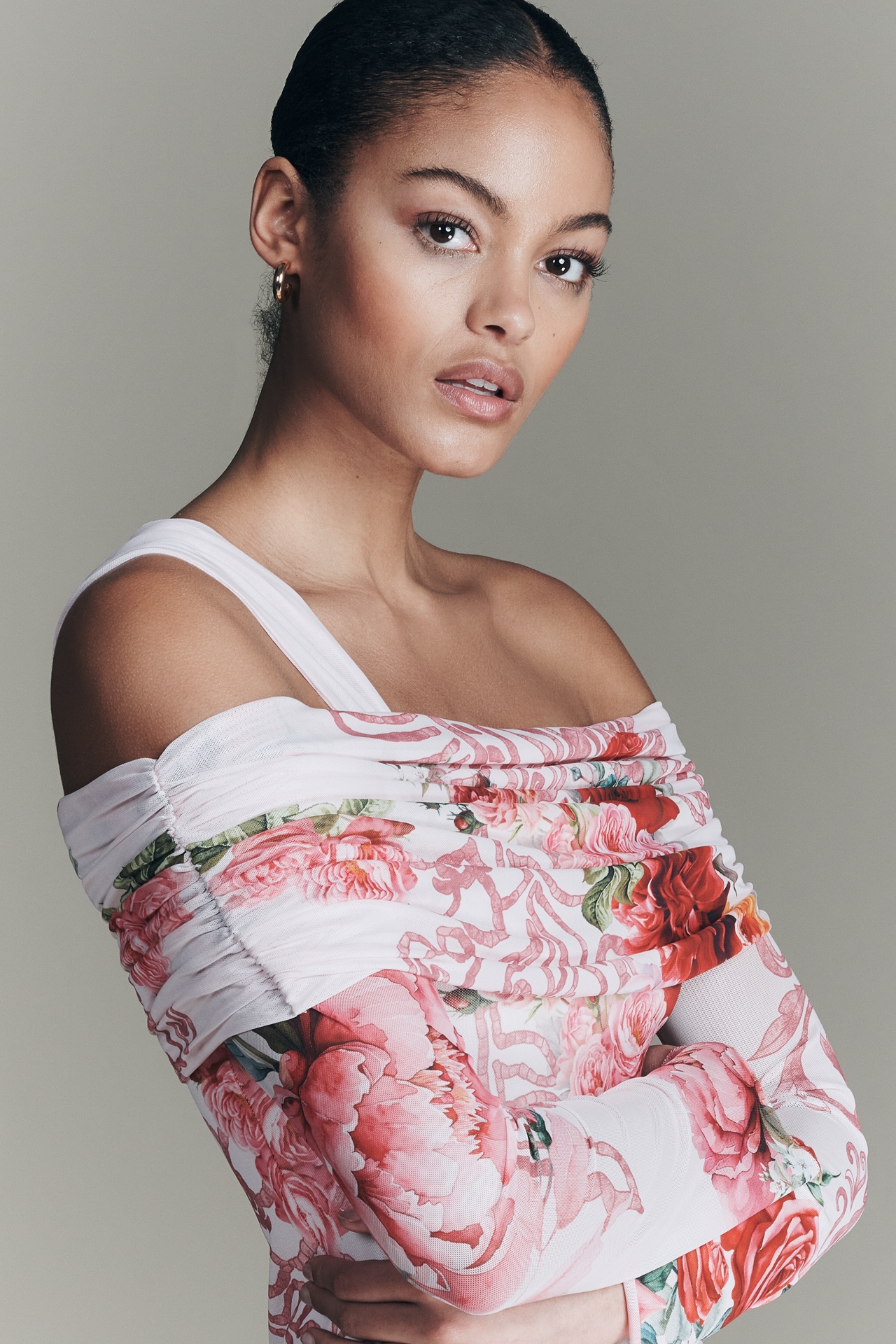 AFRM Tina Off-Shoulder Mesh Maxi Dress