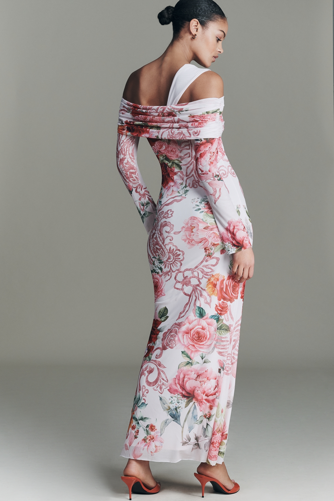 AFRM Tina Off-Shoulder Mesh Maxi Dress