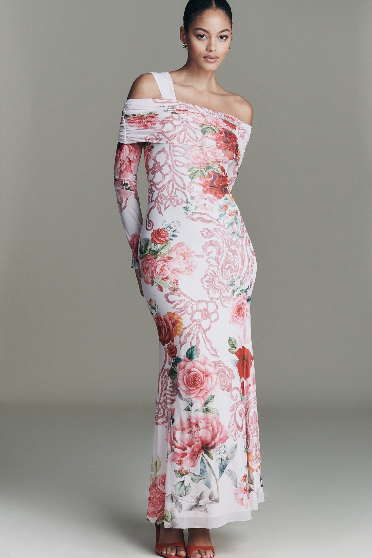 AFRM Tina Off-Shoulder Mesh Maxi Dress