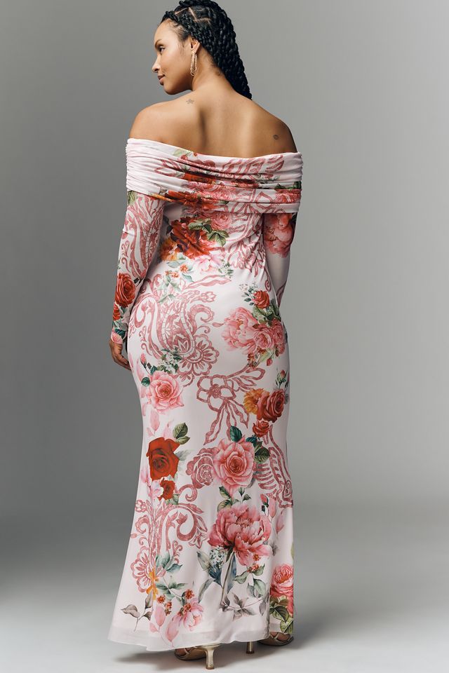 Tina Off-Shoulder Mesh Maxi Dress by AFRM, Size: 3X at Anthropologie