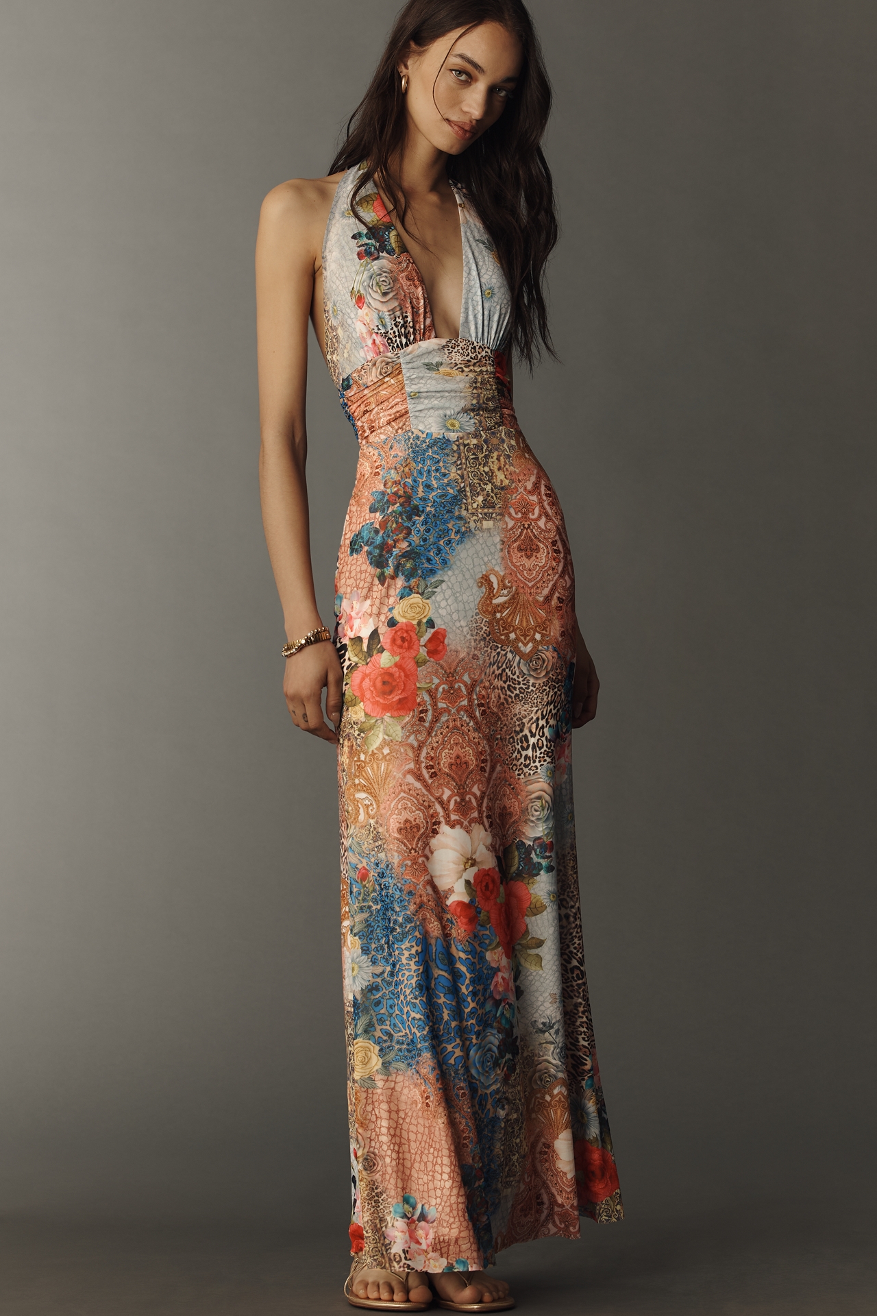 AFRM Anja V-Neck Halter Maxi Dress