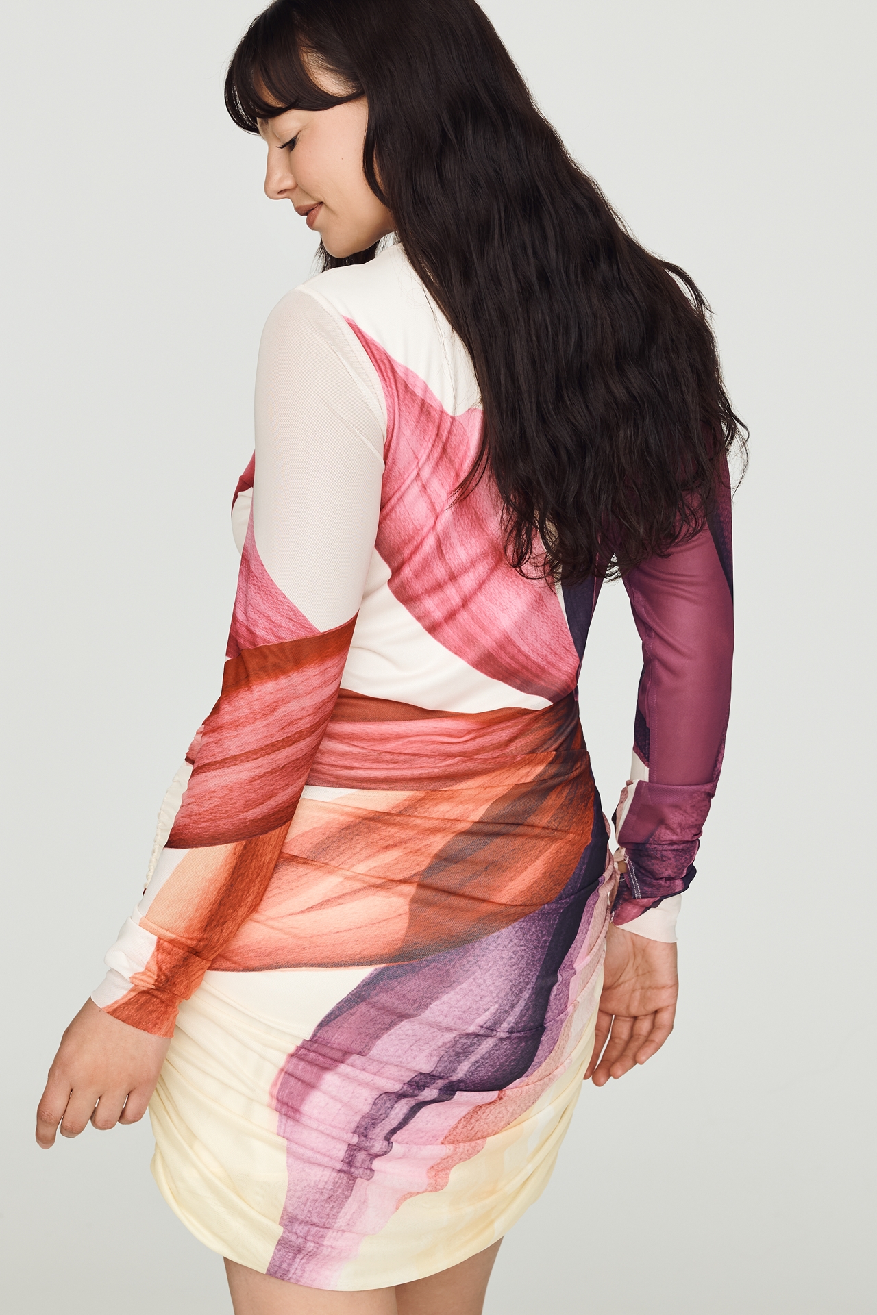 AFRM Mirza Long-Sleeve Mesh Mini Dress