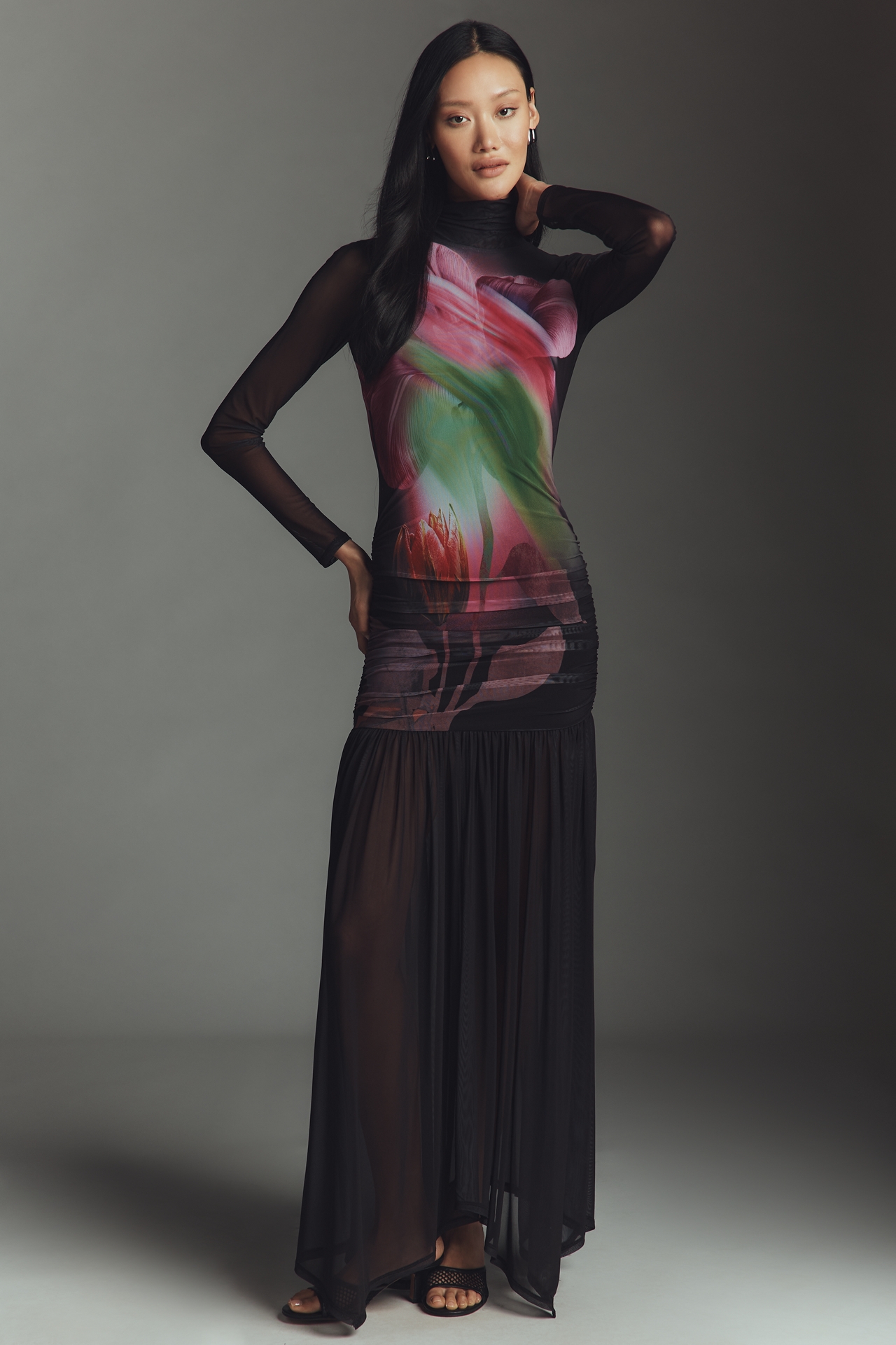 AFRM Joni Long-Sleeve Mock-Neck Maxi Dress