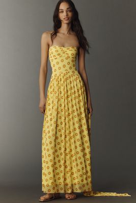 knee length dresses for ladies Joyfolie Women's Aniya Maxi Boho Dress in MustardMedium main image 1