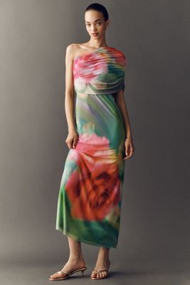 plus emerald green floral print long sleeve pleated midi dress Smak Parlour Green Floral Brocade Swing Dress – Unique Vintage main image 0