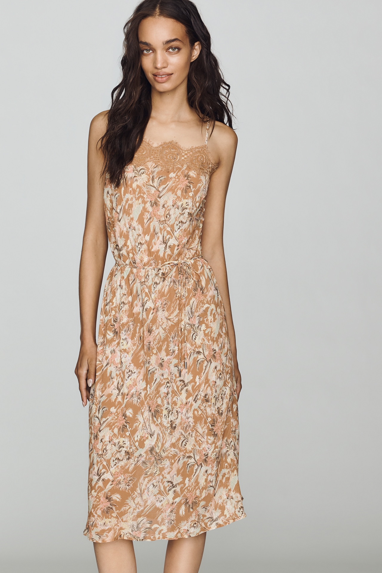 AFRM Tabitha Lace-Trim Midi Dress