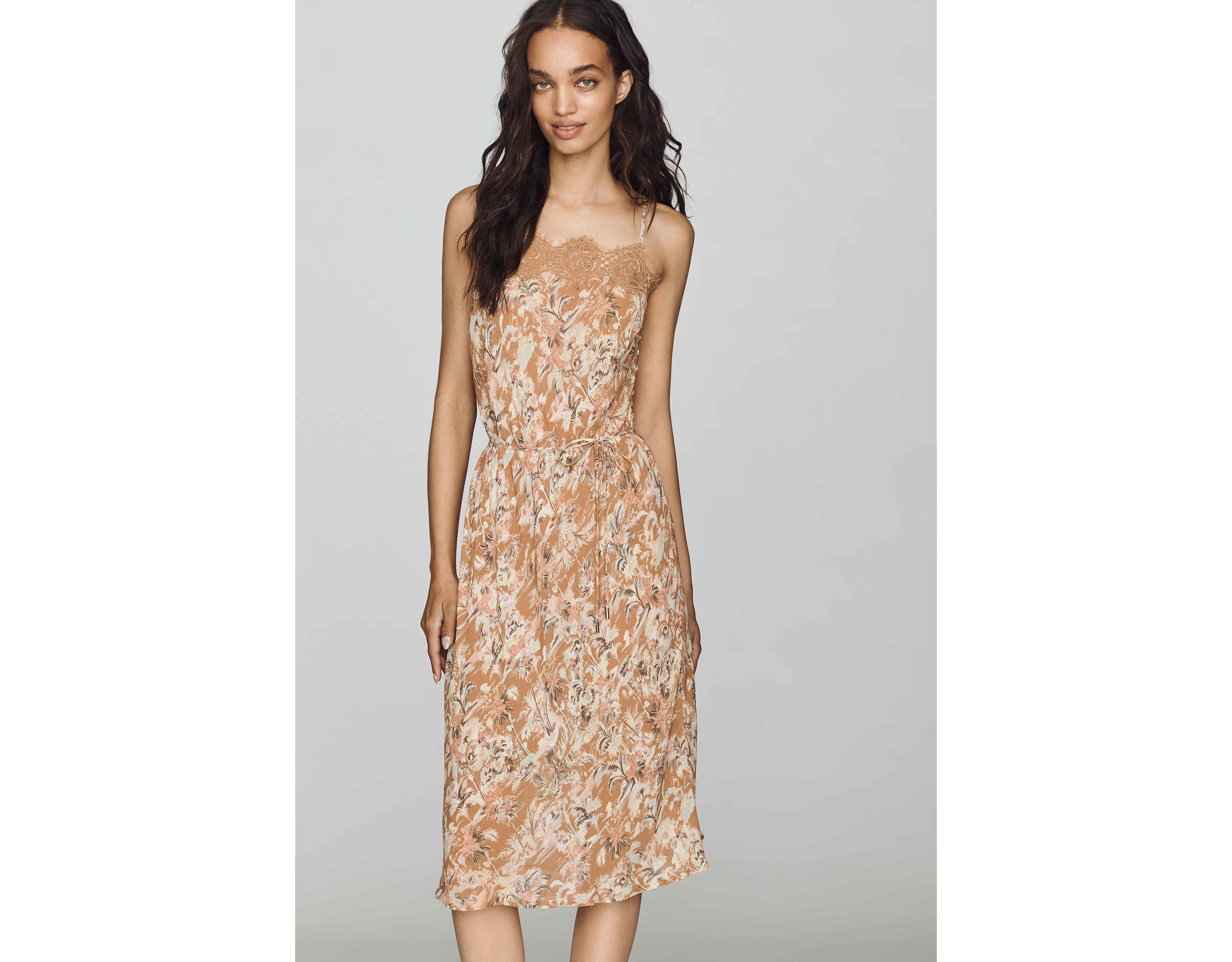 AFRM Tabitha Lace-Trim Midi Dress