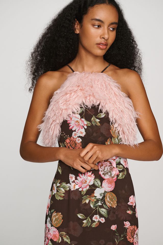 AFRM Jeffries Faux-Fur Halter Dress #1