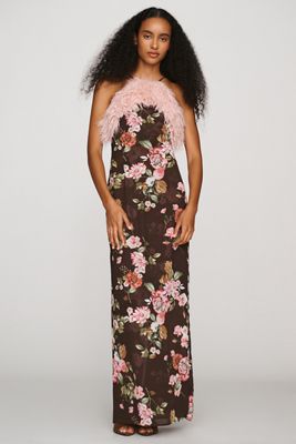 AFRM Jeffries Faux-Fur Halter Dress