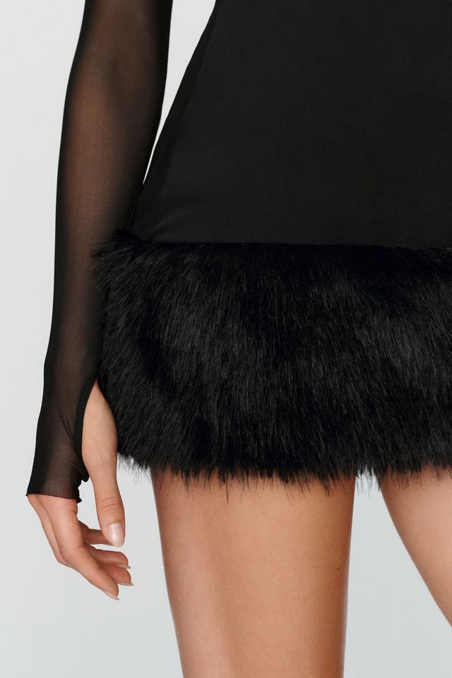 AFRM Saige Faux Fur Mini Dress #2
