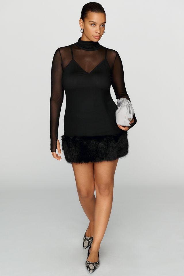 AFRM Saige Faux Fur Mini Dress #5
