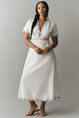 Thea Plus Cotton Linen Midi Dress