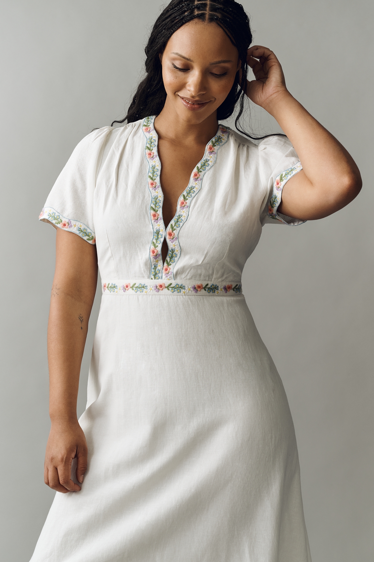 Show Me Your Mumu Thea Plus Cotton Linen Midi Dress