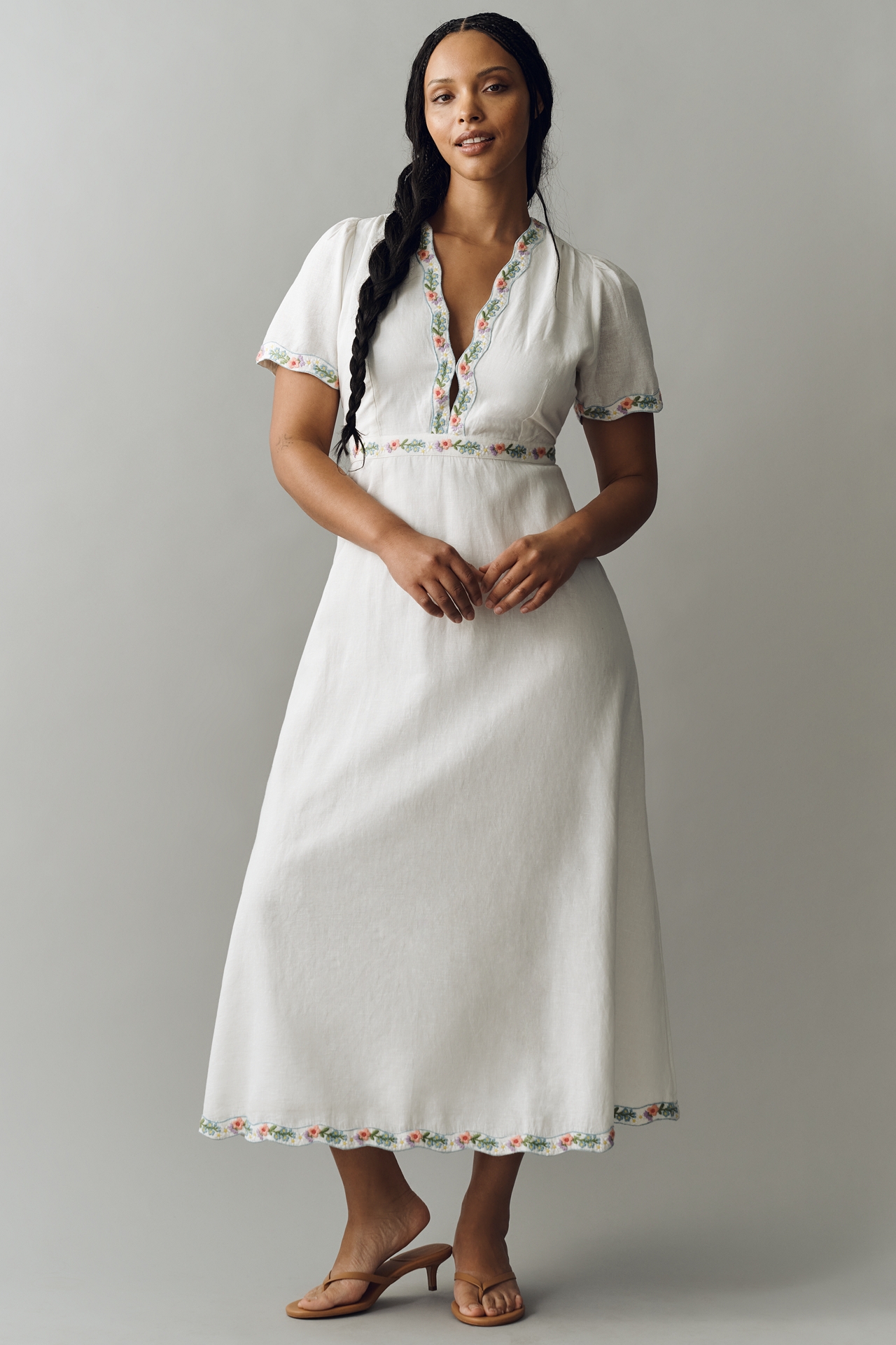 Show Me Your Mumu Thea Plus Cotton Linen Midi Dress