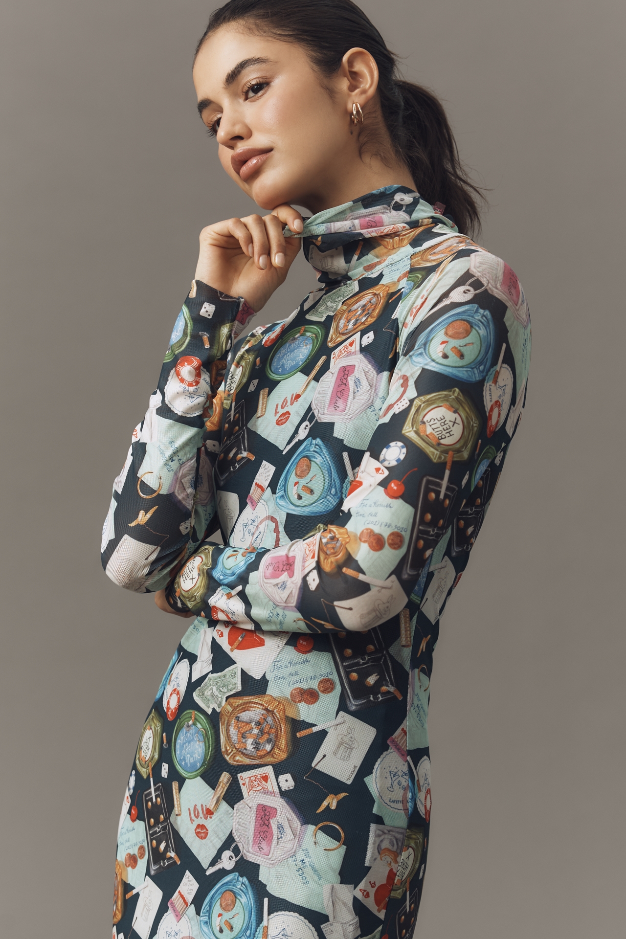 Rachel Antonoff Lilith Long-Sleeve Mesh Midi Dress