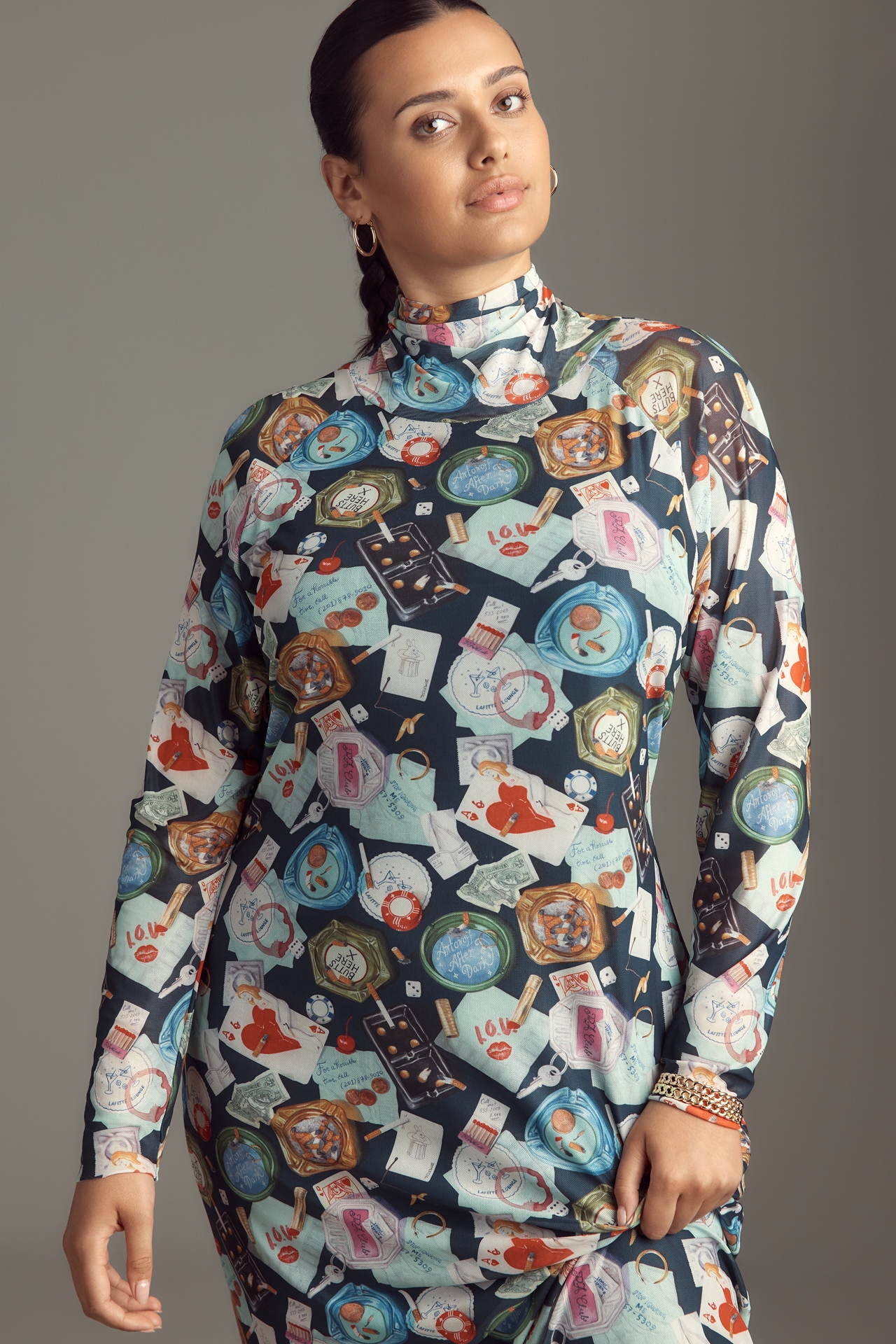 Rachel Antonoff Lilith Long-Sleeve Mesh Midi Dress