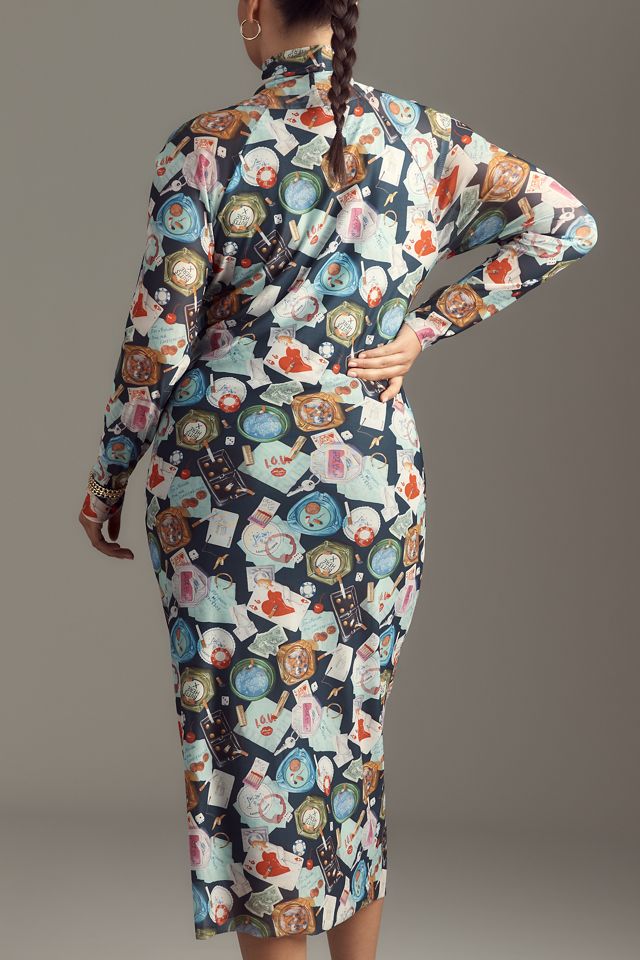 Rachel Antonoff Lilith Long-Sleeve Mesh Midi Dress #5