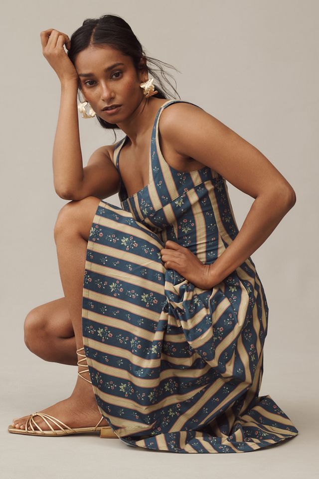we wore what corset pleated midi dress We Wore What Corset Pleated Linen Midi Dress