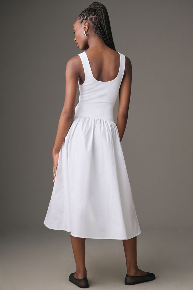 jersey scoop neck tank midi dress HDE Plus Size Bodycon Midi Dress Casual Fitted Jersey Tank Sundress  Sleeveless Scoop Neck Soft Knit Everyday Stretchy Dress Black