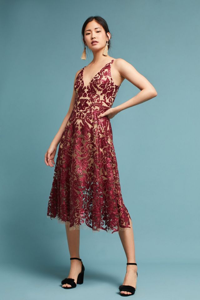 Sequined Floral Dress