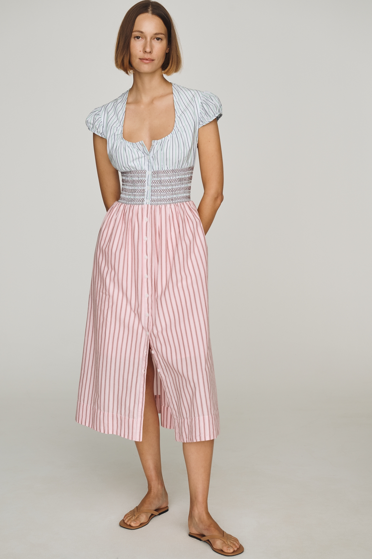 Maeve Cotton Smocked Midi Dress