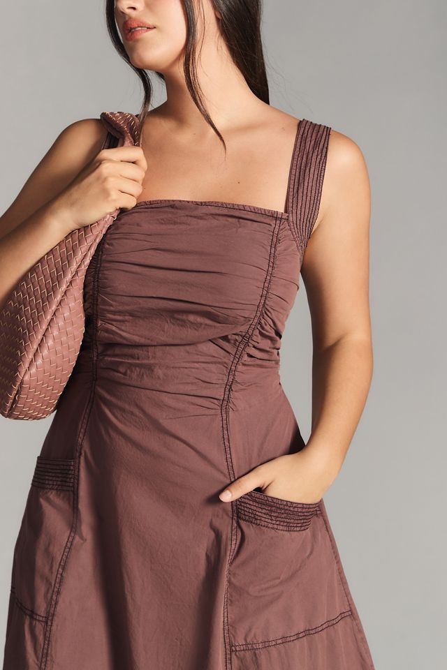 pilcro ruched square neck dress Pilcro Puff-Sleeve Square-Neck Corduroy Mini Dress at MarketFair Shoppes in  Princeton, NJ