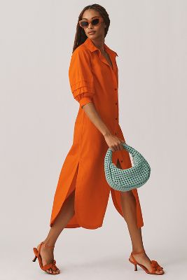 Maeve Puff-Sleeve Shirt Dress | Anthropologie