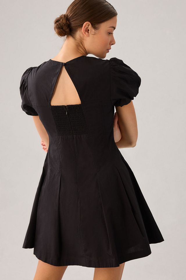 Maeve Puff-Sleeve Pleated Dress #1