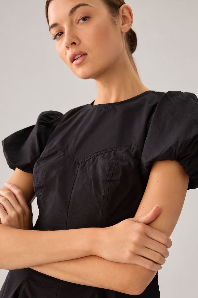 Maeve Puff-Sleeve Pleated Dress #3