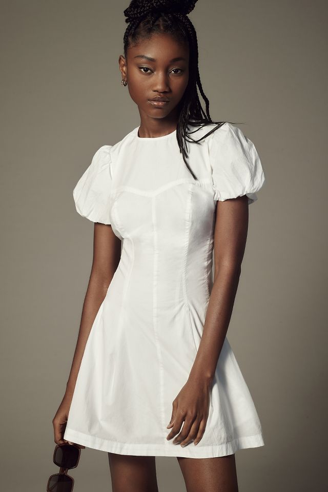 Maeve Puff-Sleeve Pleated Dress | Anthropologie