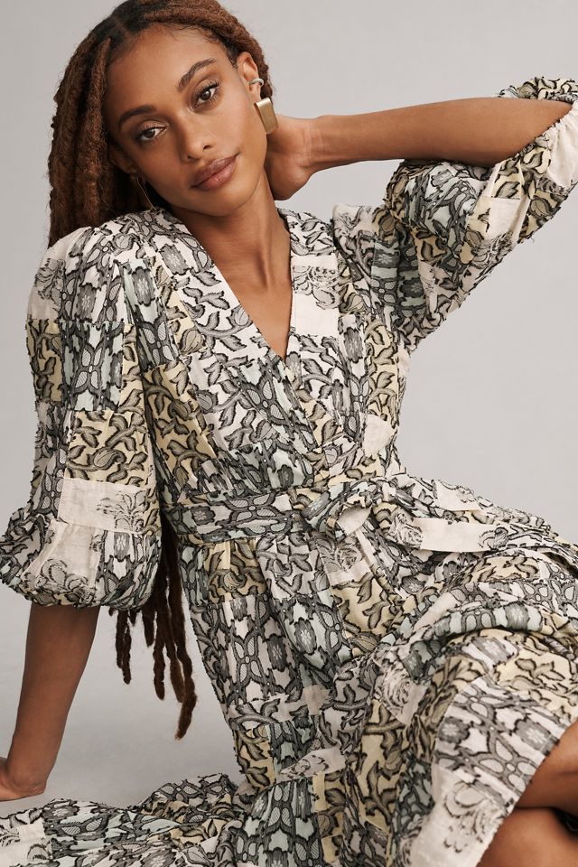 By Anthropologie V-Neck Textured Midi Dress | Anthropologie