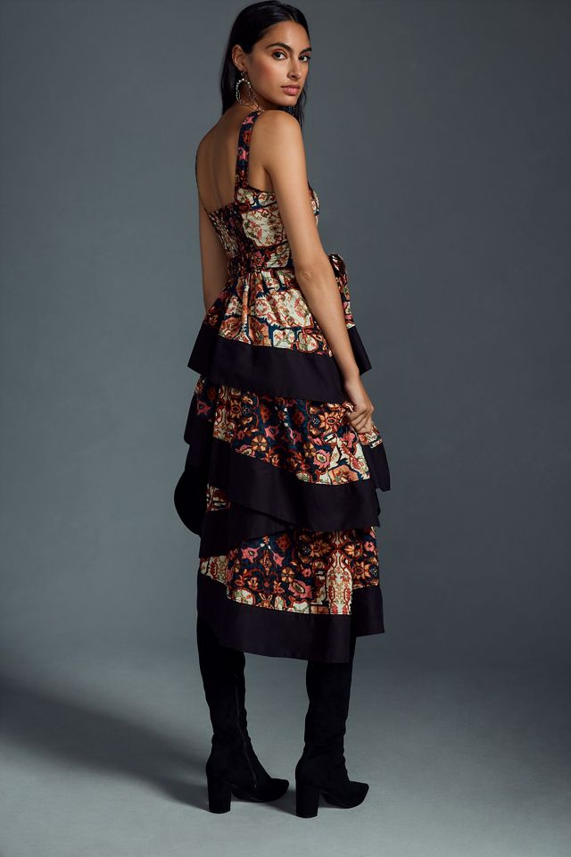 By Anthropologie Square-Neck Tiered Midi Dress #2