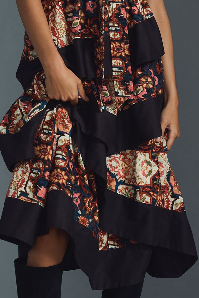 By Anthropologie Square-Neck Tiered Midi Dress #3